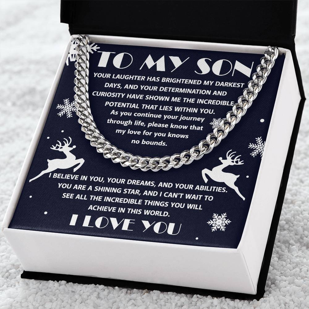 Gift for your Son - I Believe in You - Cuban Chain Link Necklace - Mallard Moon Gift Shop