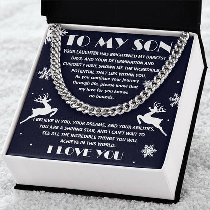 Gift for your Son - I Believe in You - Cuban Chain Link Necklace - Mallard Moon Gift Shop