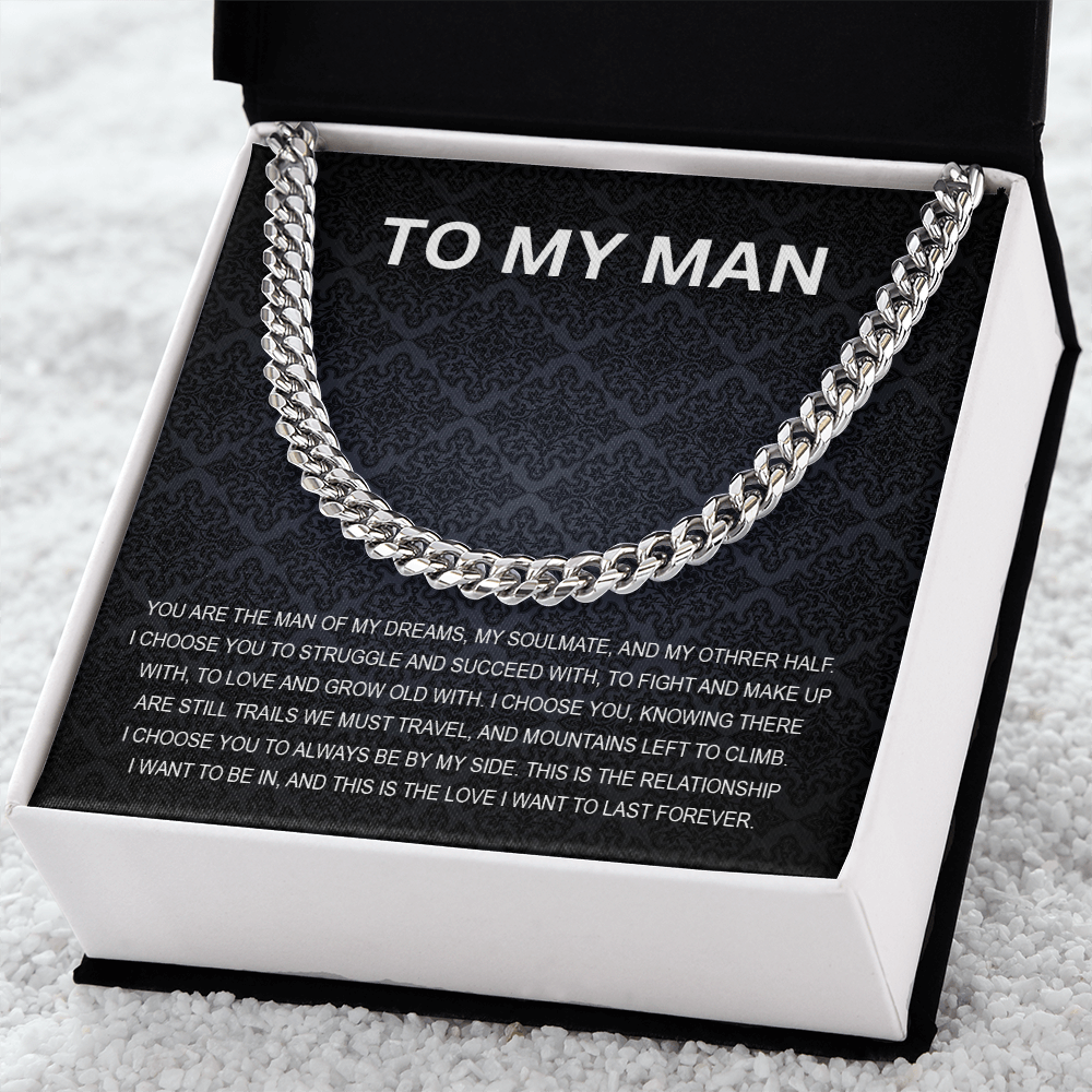 To My Man - My Soulmate - Personalized Cuban Chain Link Necklace - Mallard Moon Gift Shop