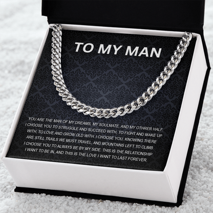 To My Man - My Soulmate - Personalized Cuban Chain Link Necklace - Mallard Moon Gift Shop
