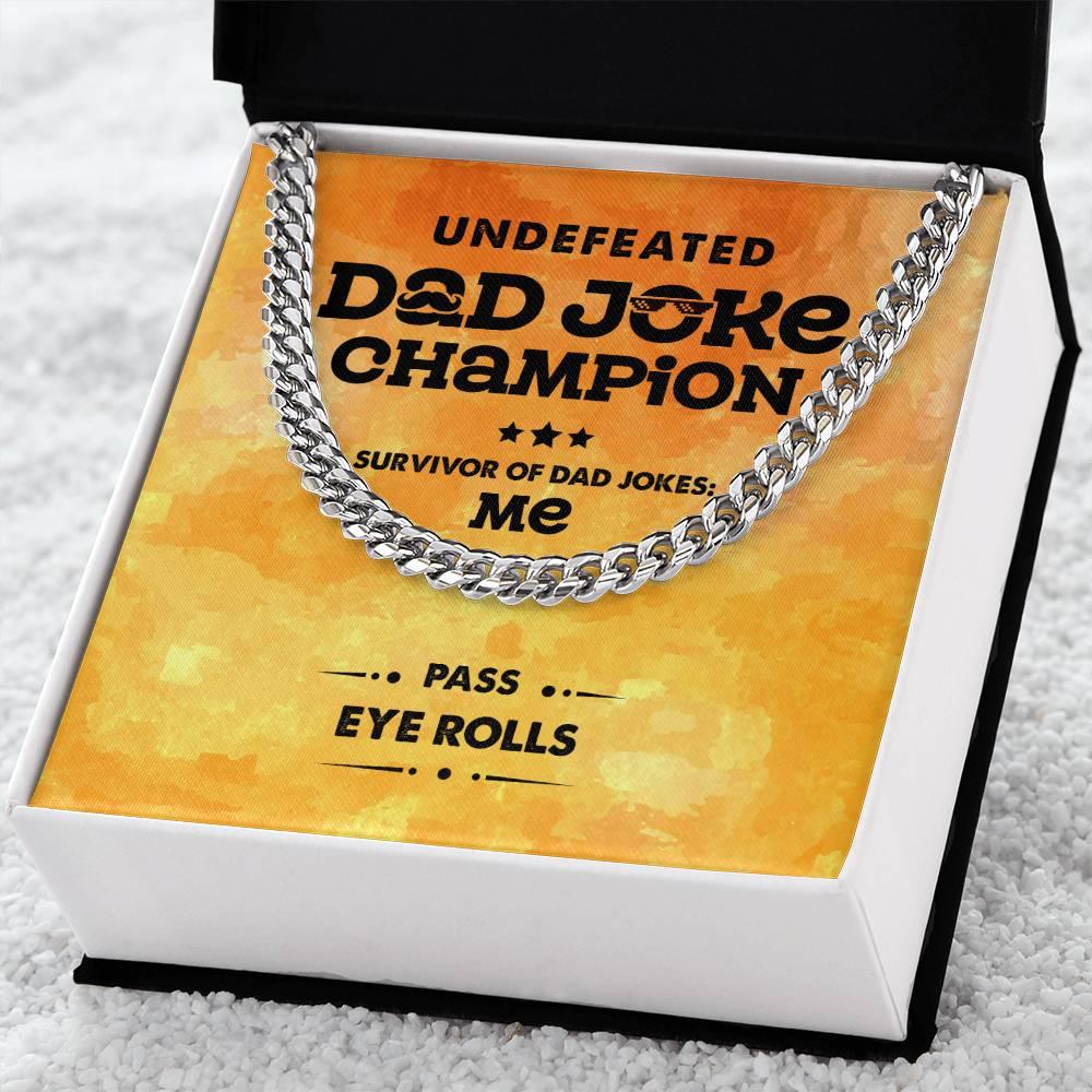 Dad Gift -Dad Joke Champion Cuban Chain Link Necklace with Gift Box - Mallard Moon Gift Shop