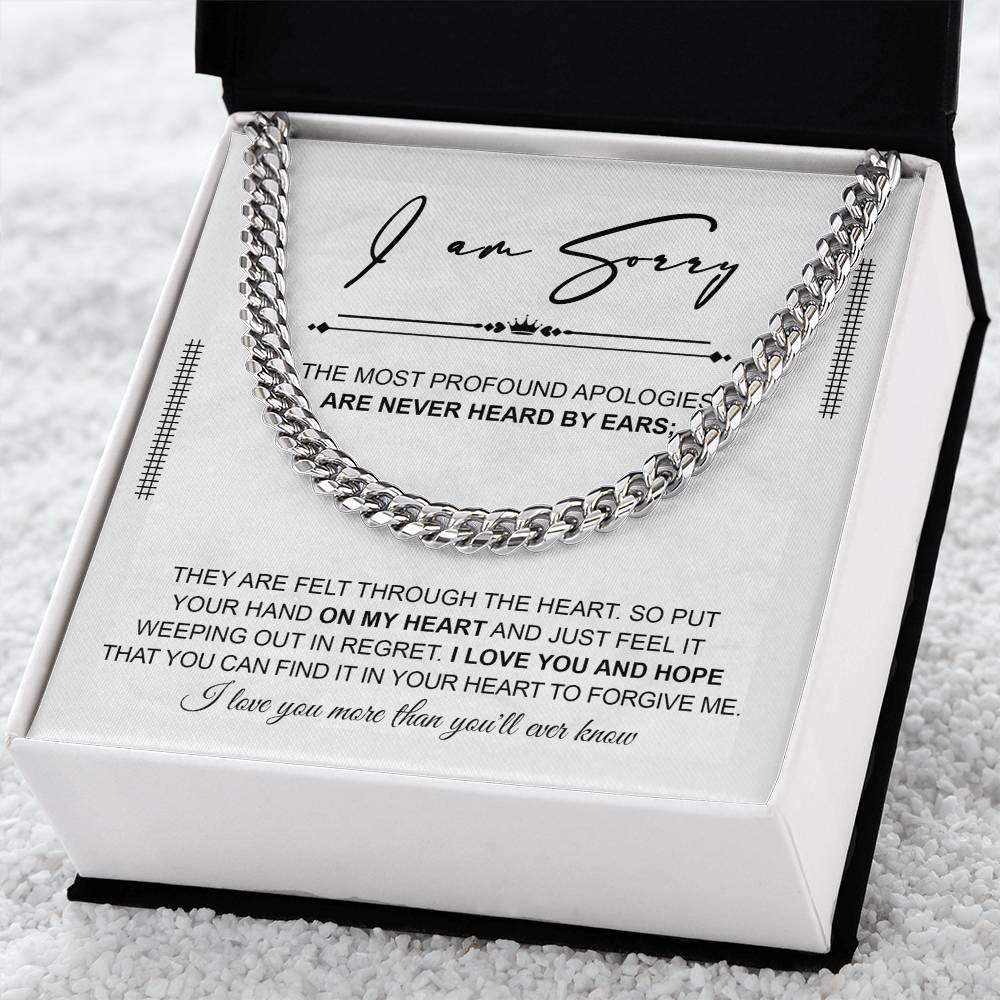 Apology Gift for Him - Sorry - Weeping In Regret - Cuban Link Chain Necklace - Mallard Moon Gift Shop
