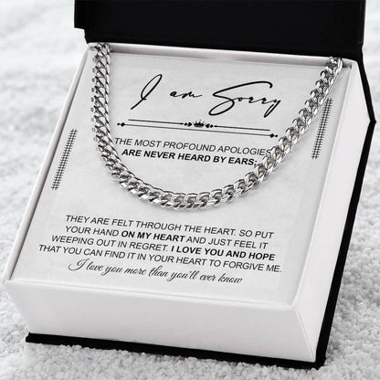 Apology Gift for Him - Sorry - Weeping In Regret - Cuban Link Chain Necklace - Mallard Moon Gift Shop