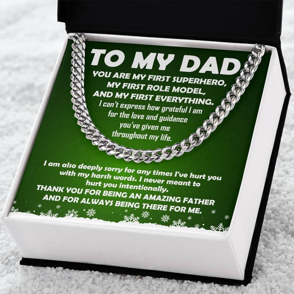 To My Dad - My First Superhero - Cuban Link Necklace - Mallard Moon Gift Shop