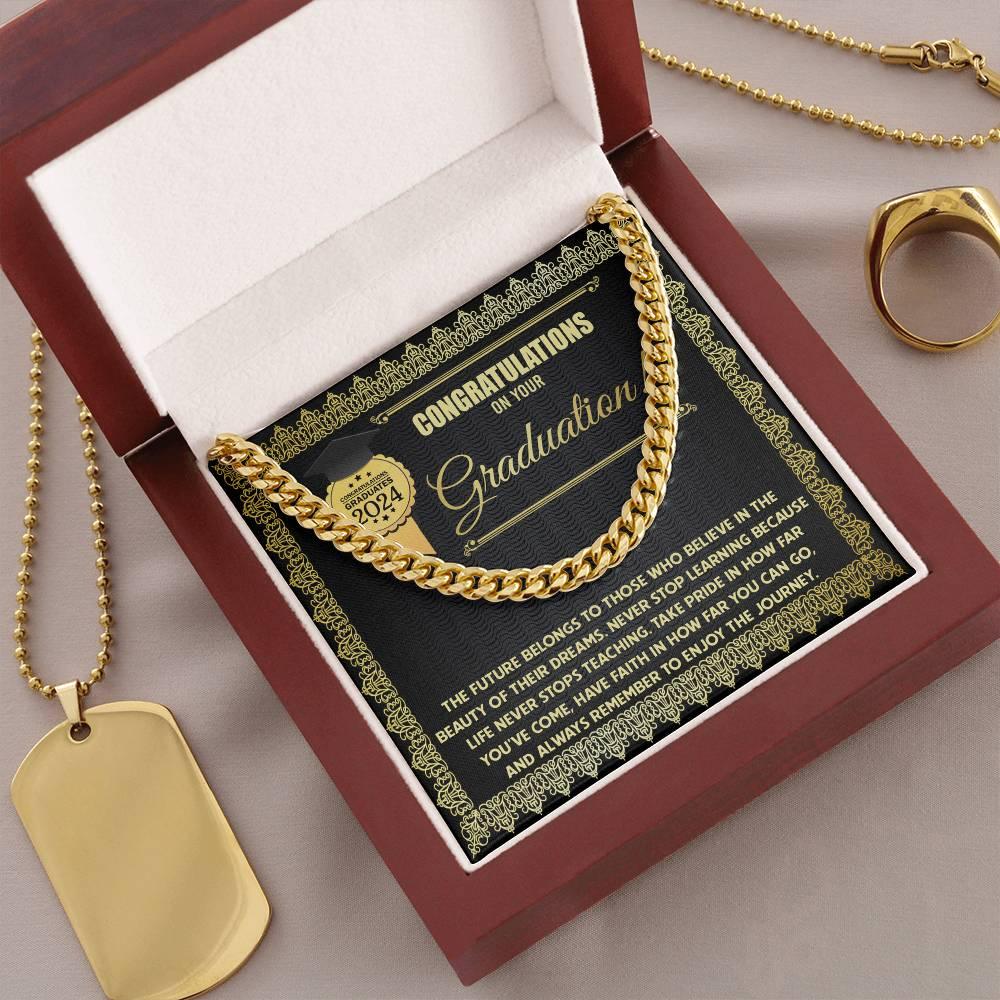 Graduation Gift for Him Take Pride in How Far You Have Come Cuban Chain Link Necklace - Mallard Moon Gift Shop