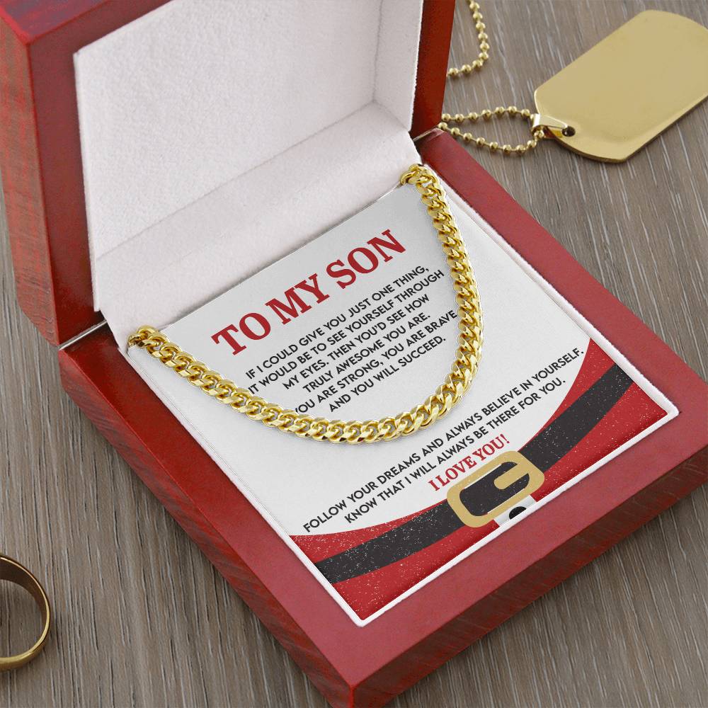 Gift for Son - There For You - Cuban Link Chain Necklace - Mallard Moon Gift Shop