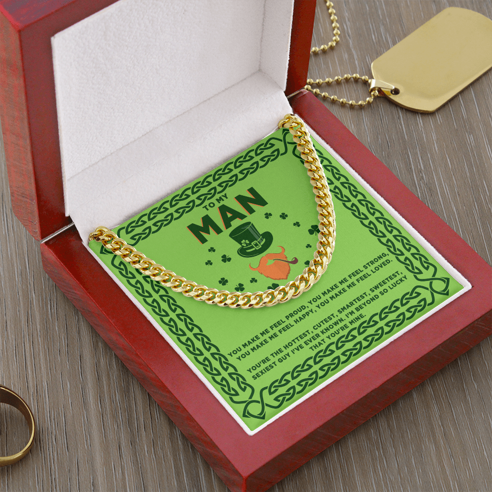 To My Man - St. Patrick's Day Gift - Cuban Link Chain Necklace - Mallard Moon Gift Shop