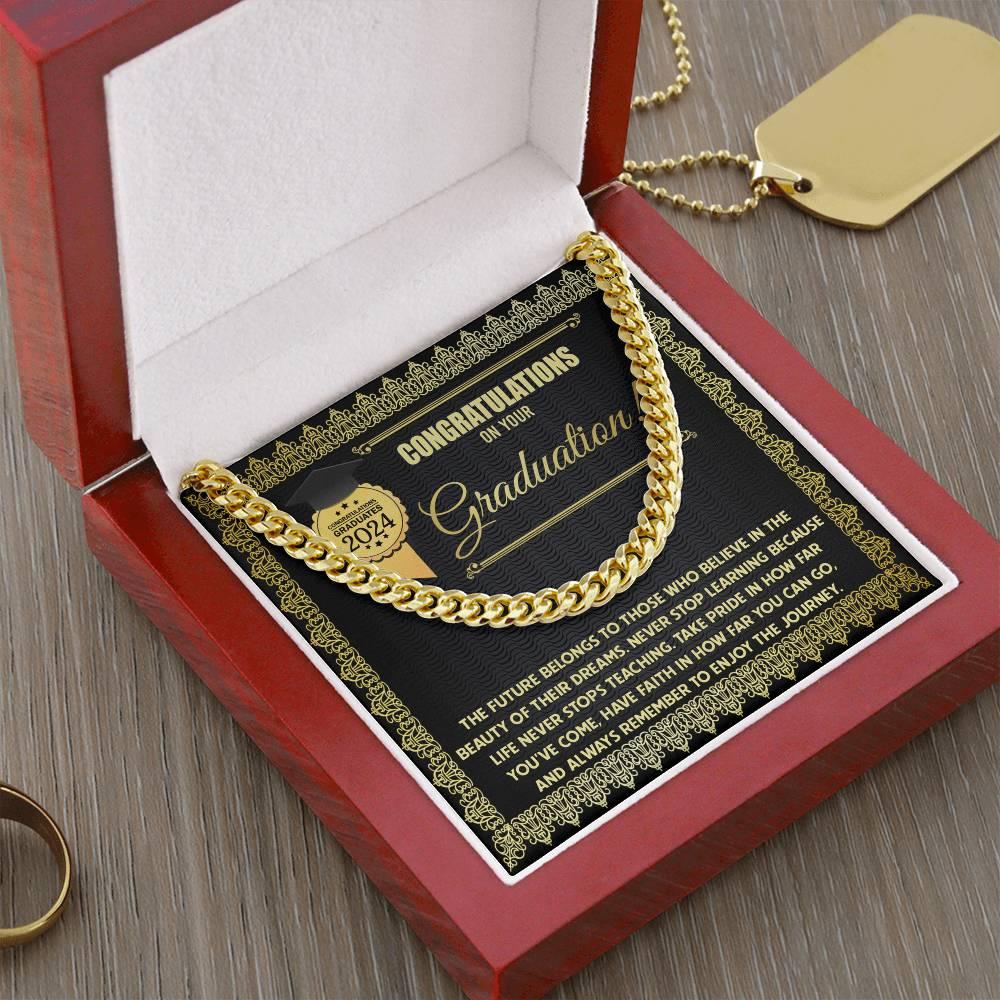 Graduation Gift for Him Take Pride in How Far You Have Come Cuban Chain Link Necklace - Mallard Moon Gift Shop