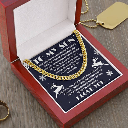 Gift for your Son - I Believe in You - Cuban Chain Link Necklace - Mallard Moon Gift Shop