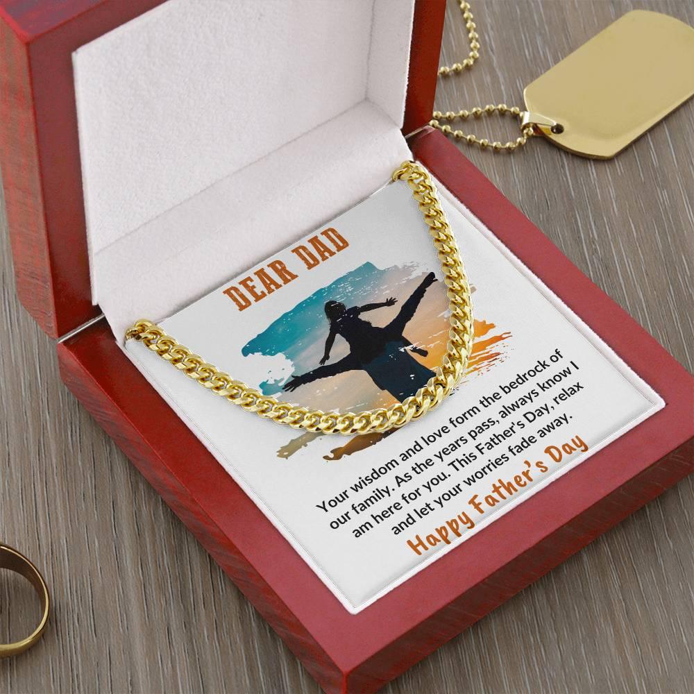 Gift for Dad Personalized Cuban Chain Link Necklace - Your Wisdom and Love Form the Bedrock of Our Family - Mallard Moon Gift Shop