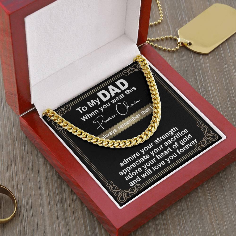 Gift for Dad - Promise Chain Cuban Chain Link Necklace with Gift Box - Mallard Moon Gift Shop