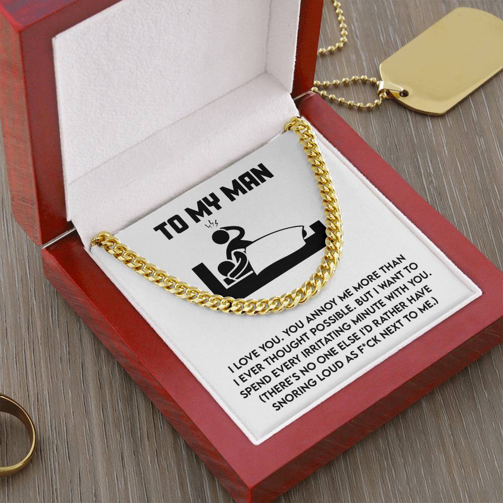Gift for Husband, Boyfriend, or Soulmate - Cuban Chain Necklace with Funny 'To My Man' Message Card - Mallard Moon Gift Shop