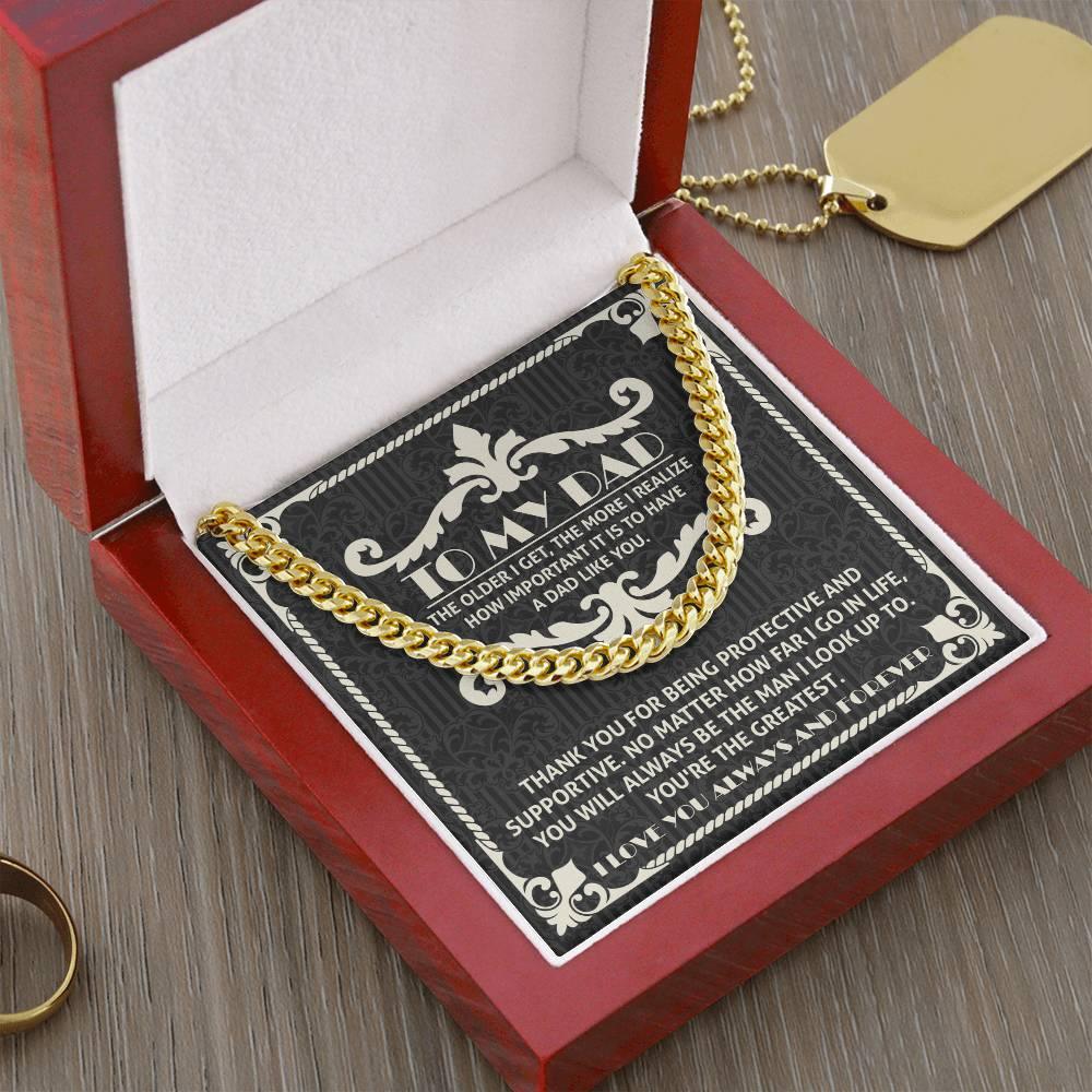To My Dad You're the Greatest Cuban Chain Link Necklace - Mallard Moon Gift Shop