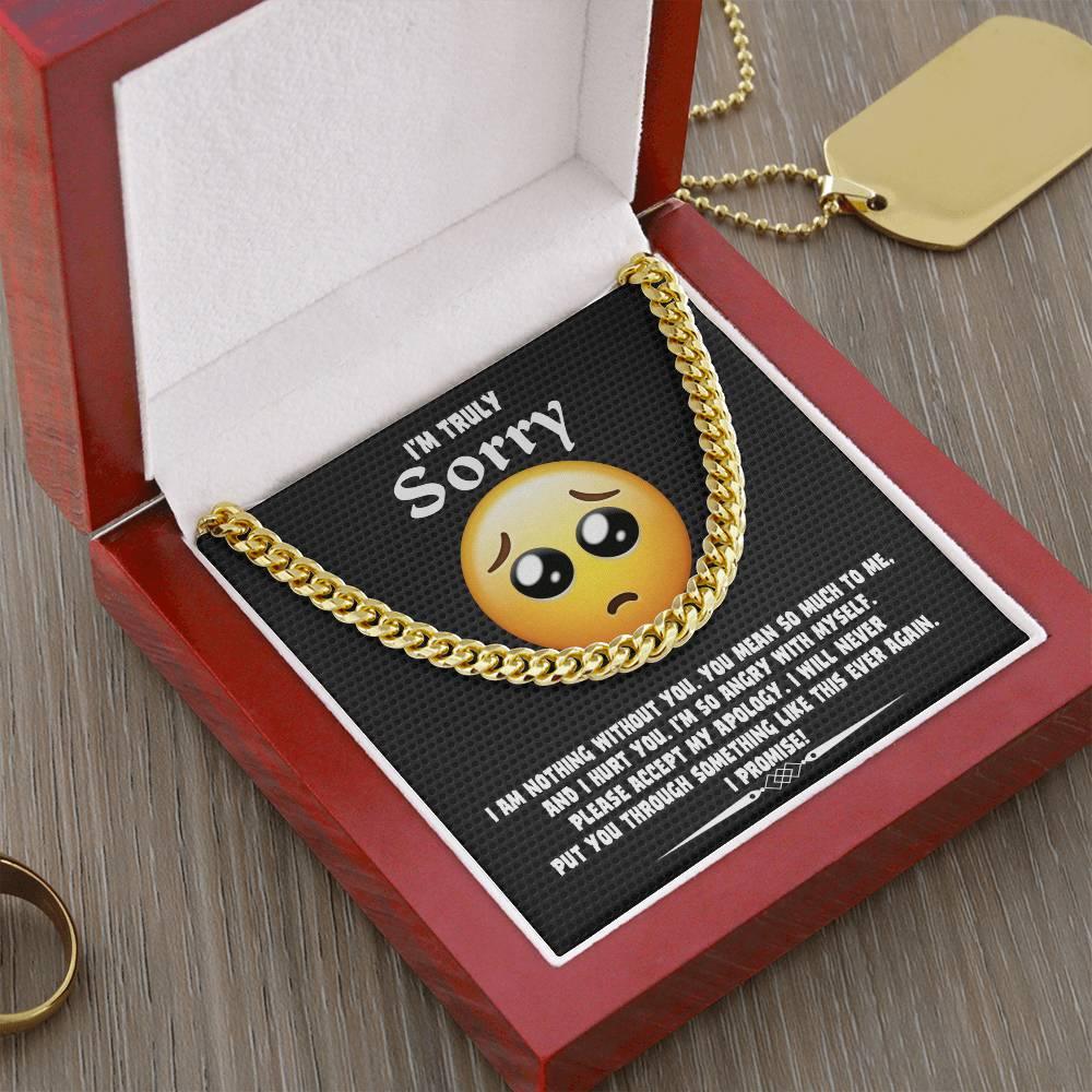Apology Gift for Him-Sorry, Accept My Apology-Cuban Link Chain Necklace - Mallard Moon Gift Shop