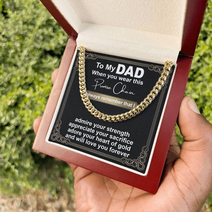 Gift for Dad - Promise Chain Cuban Chain Link Necklace with Gift Box - Mallard Moon Gift Shop
