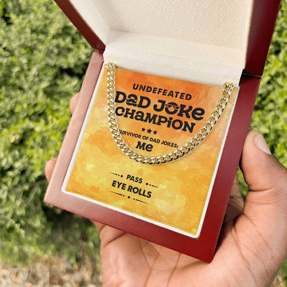 Dad Gift -Dad Joke Champion Cuban Chain Link Necklace with Gift Box - Mallard Moon Gift Shop