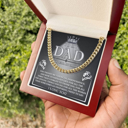 To My Dad - My Hero, My Guide I Need to Say Cuban Chain Link Necklace with Gift Box - Mallard Moon Gift Shop