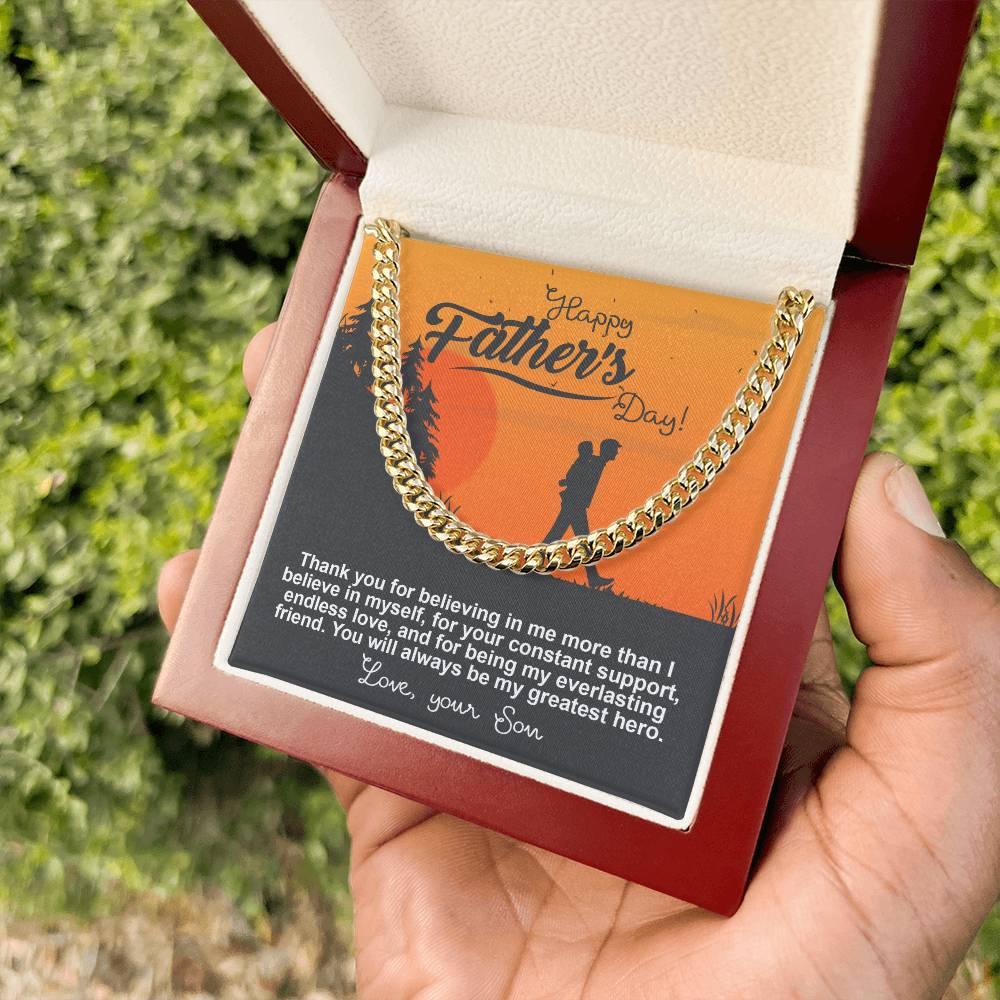Dad - My Greatest Hero Cuban Chain Link Necklace with Gift Box - Mallard Moon Gift Shop