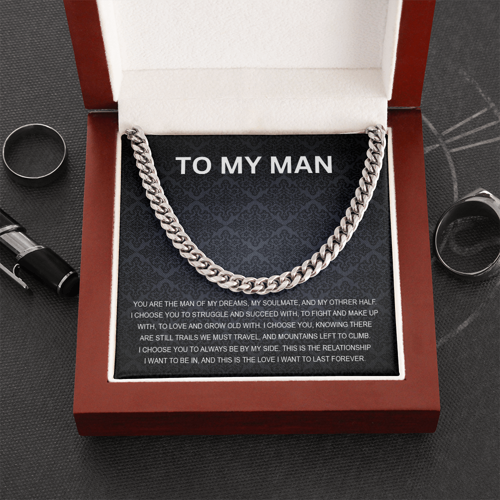 To My Man - My Soulmate - Personalized Cuban Chain Link Necklace - Mallard Moon Gift Shop