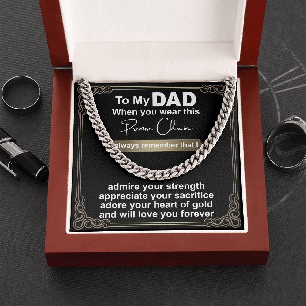 Gift for Dad - Promise Chain Cuban Chain Link Necklace with Gift Box - Mallard Moon Gift Shop