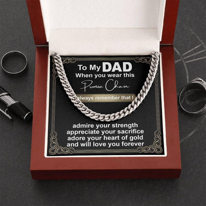 Gift for Dad - Promise Chain Cuban Chain Link Necklace with Gift Box - Mallard Moon Gift Shop