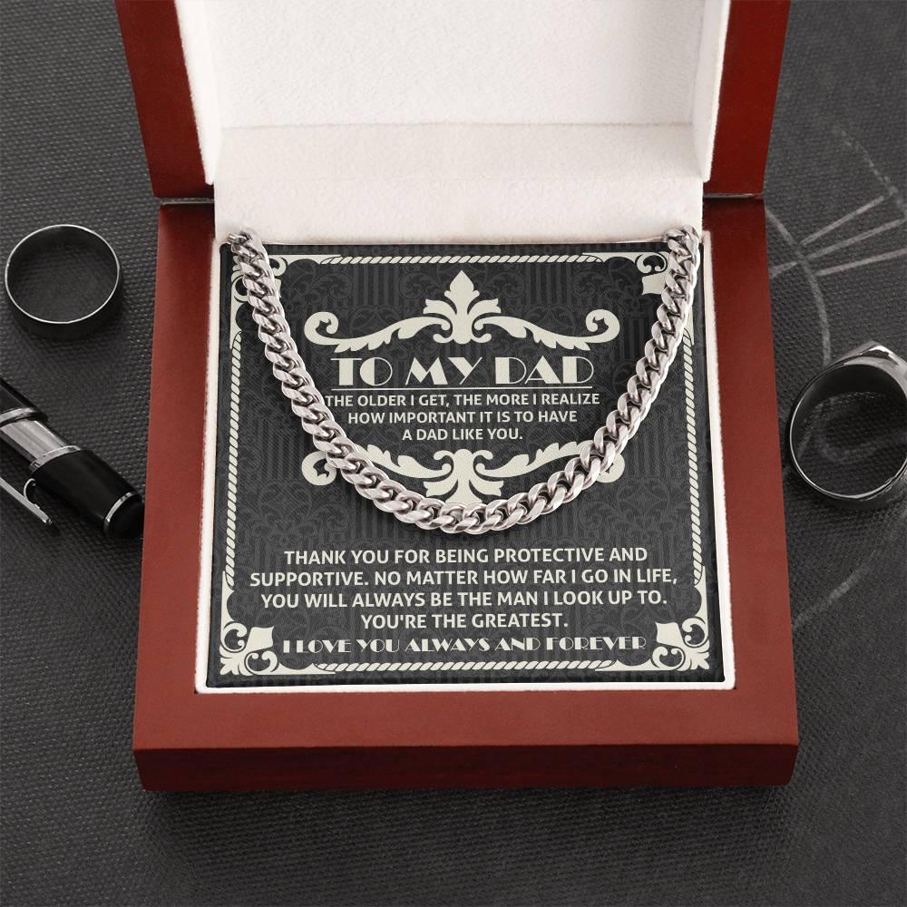 To My Dad You're the Greatest Cuban Chain Link Necklace - Mallard Moon Gift Shop