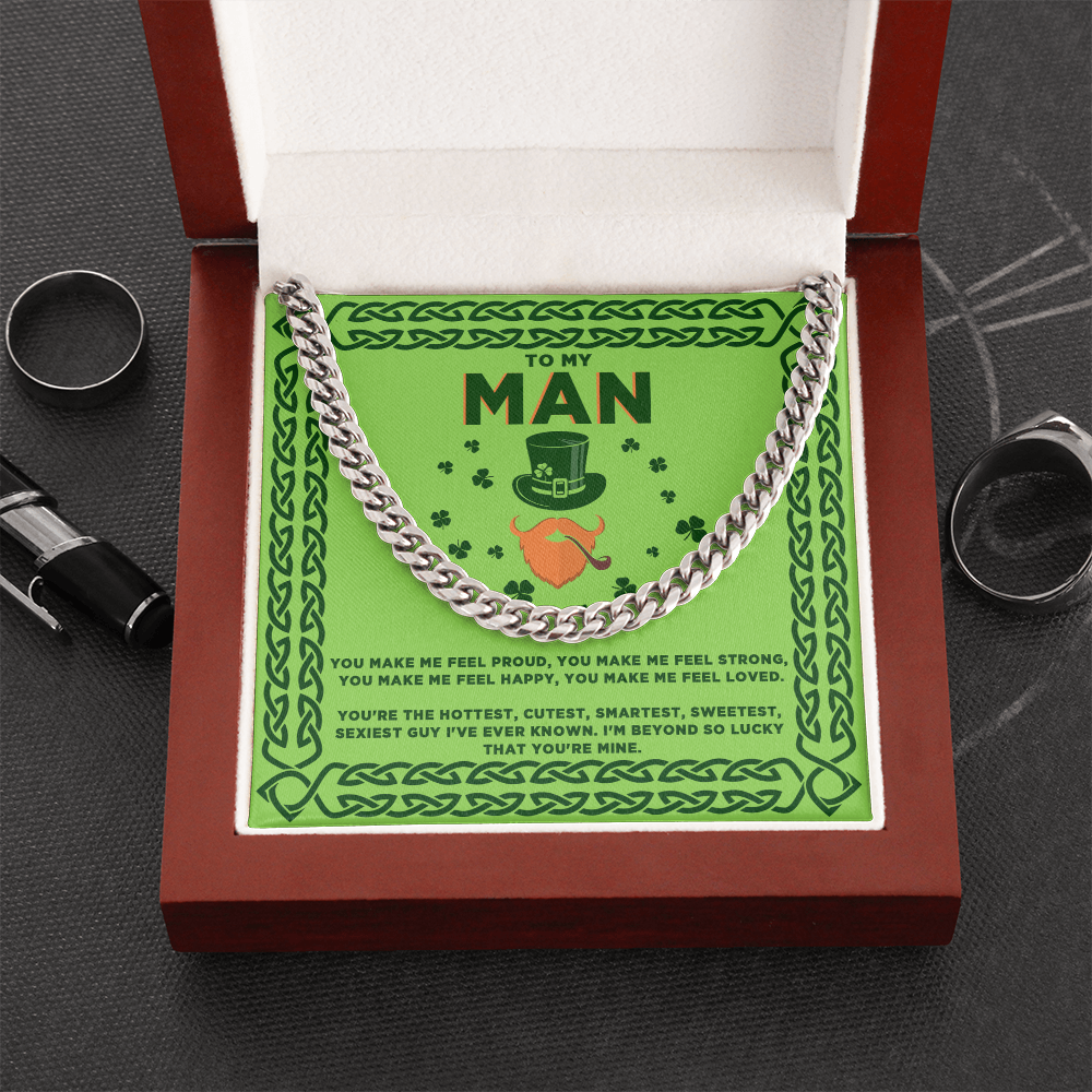 To My Man - St. Patrick's Day Gift - Cuban Link Chain Necklace - Mallard Moon Gift Shop