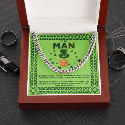 To My Man - St. Patrick's Day Gift - Cuban Link Chain Necklace - Mallard Moon Gift Shop