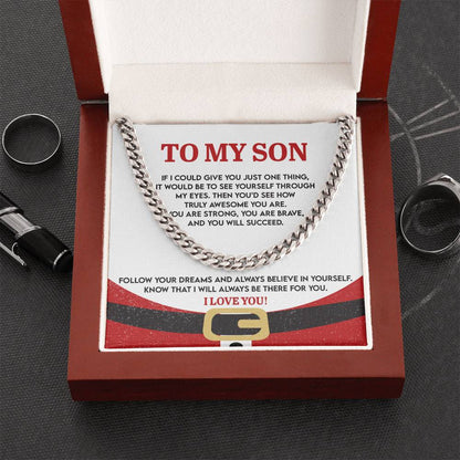 Gift for Son - There For You - Cuban Link Chain Necklace - Mallard Moon Gift Shop