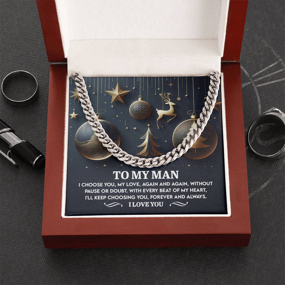 Gift for My Man - Every Beat - Cuban Link Chain Necklace - Mallard Moon Gift Shop