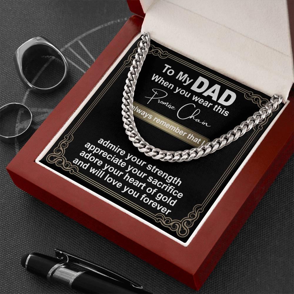 Gift for Dad - Promise Chain Cuban Chain Link Necklace with Gift Box - Mallard Moon Gift Shop