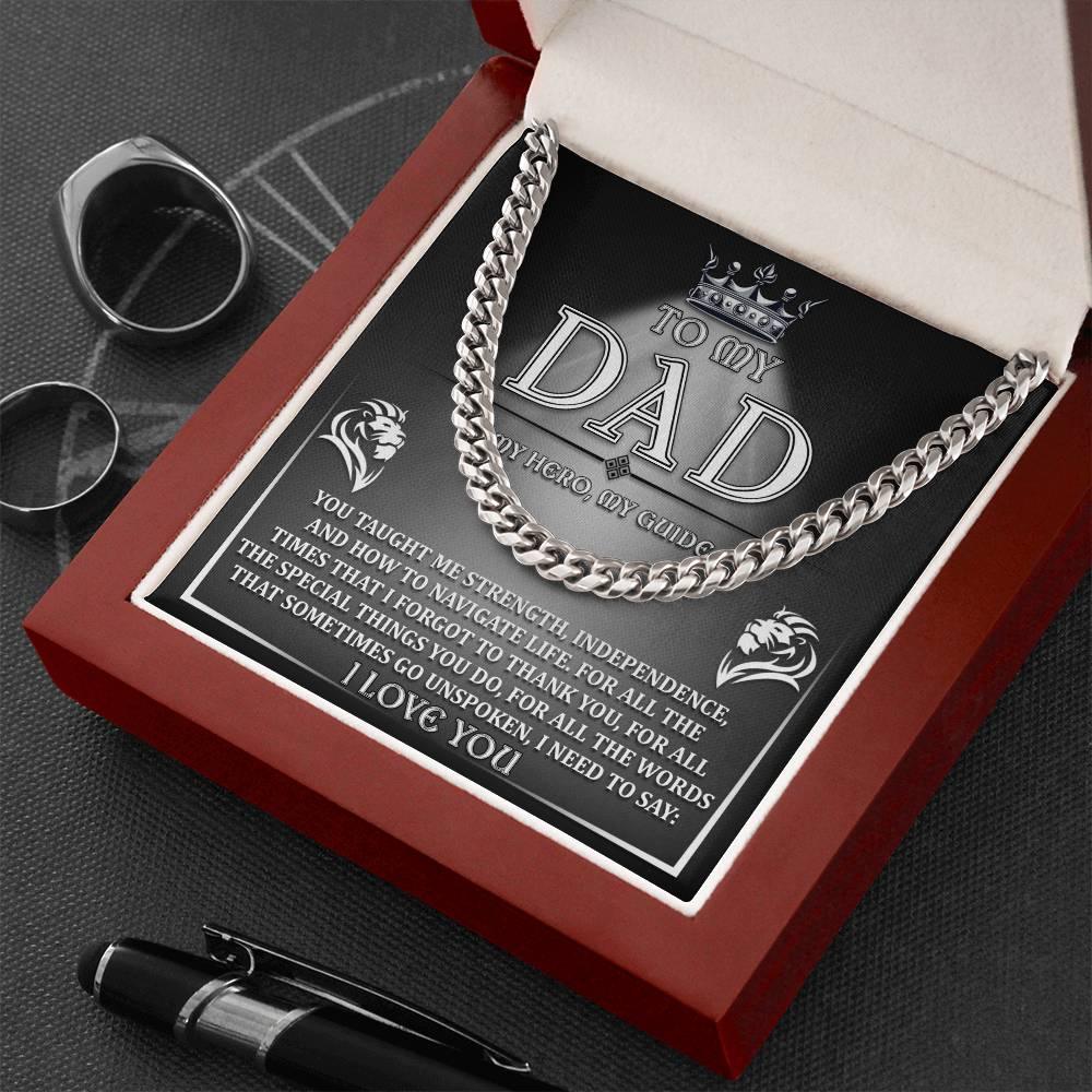 To My Dad - My Hero, My Guide I Need to Say Cuban Chain Link Necklace with Gift Box - Mallard Moon Gift Shop