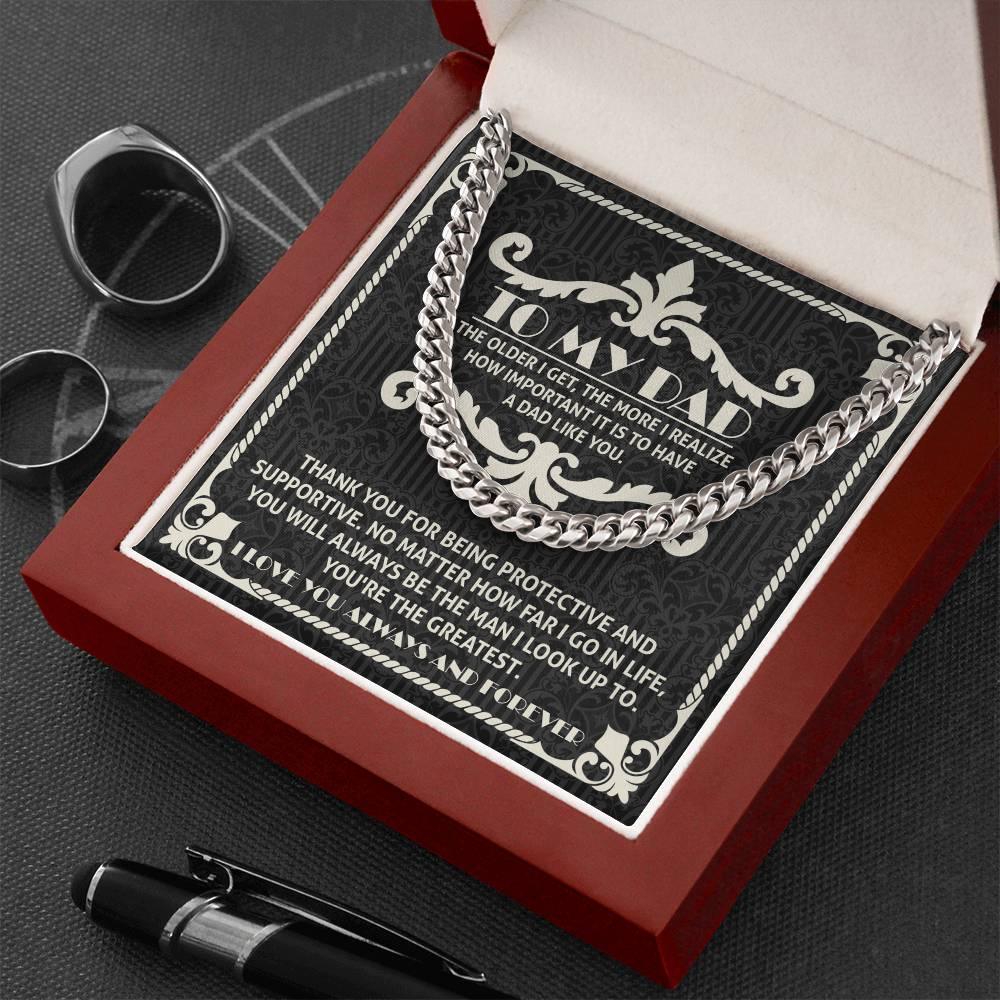 To My Dad You're the Greatest Cuban Chain Link Necklace - Mallard Moon Gift Shop