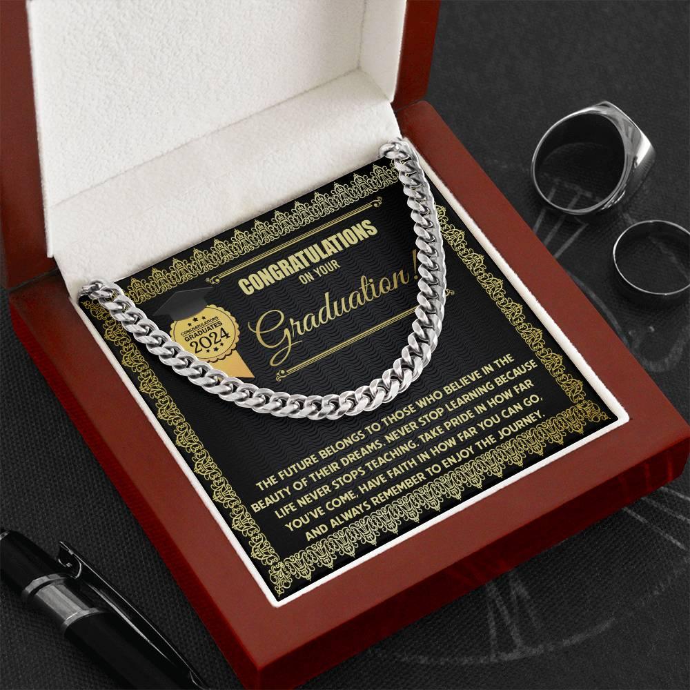 Graduation Gift for Him Take Pride in How Far You Have Come Cuban Chain Link Necklace - Mallard Moon Gift Shop