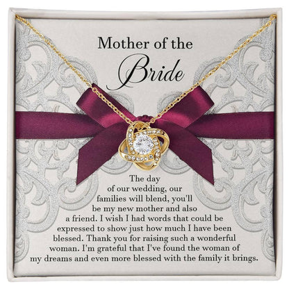 Mother of the Bride Wedding Day Gift - Our Families Will Blend - Love Knot Pendant Necklace - Mallard Moon Gift Shop