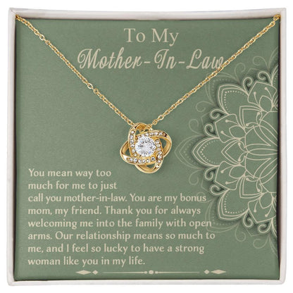 Mother-In-Law Gift - I Feel Lucky to Have A Strong Woman in My Life Love Knot Necklace - Mallard Moon Gift Shop