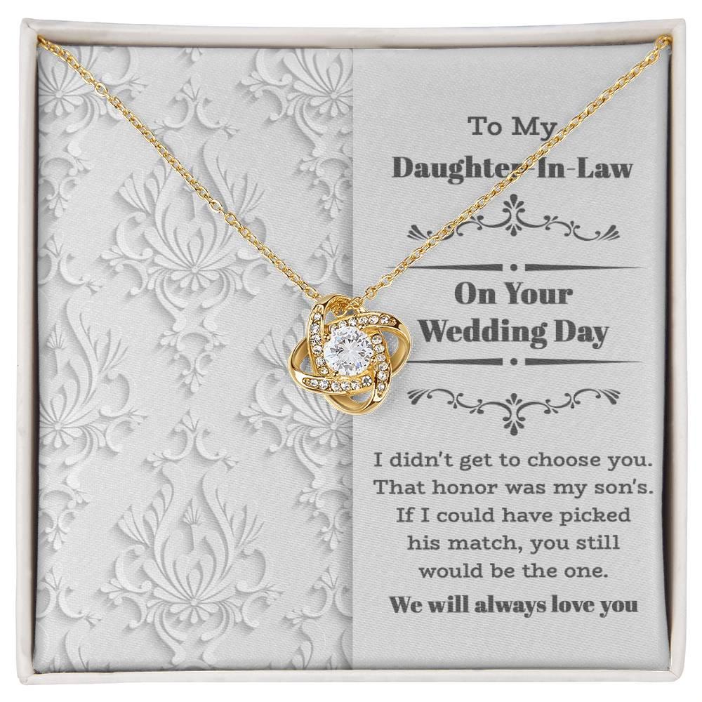 Daughter-In-Law Wedding Day Gift My Son Chose You Love Knot Pendant Necklace - Mallard Moon Gift Shop