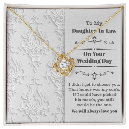 Daughter-In-Law Wedding Day Gift My Son Chose You Love Knot Pendant Necklace - Mallard Moon Gift Shop