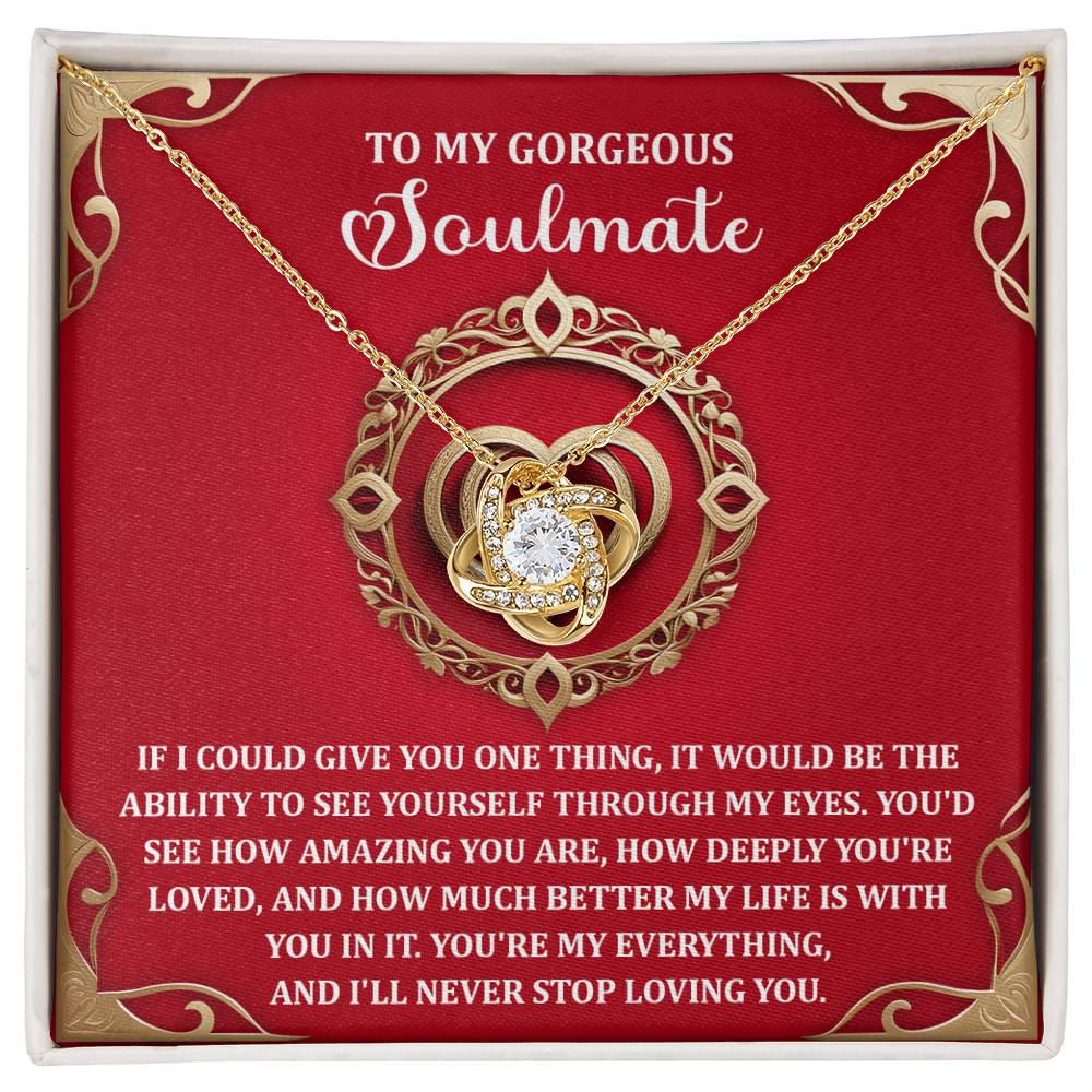 Romantic Anniversary, Valentine's Day Gift for Soulmate, Wife, Girlfriend - Through My Eyes - Love Knot Pendant Necklace - Mallard Moon Gift Shop