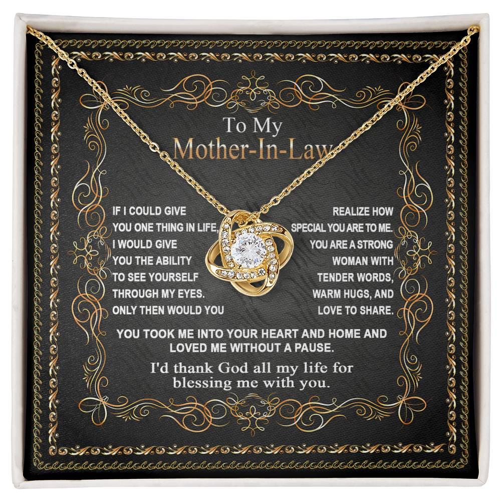 Mother-in-Law Gift You Took Me Into Your Heart and Home Love Knot Pendant Necklace - Mallard Moon Gift Shop