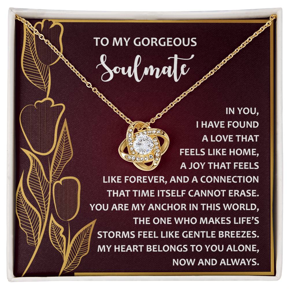 Romantic Anniversary, Valentine's Day Gift for Soulmate, Wife, Girlfriend - Life’s Storms Feel Like Gentle Breezes - Love Knot Pendant Necklace - Mallard Moon Gift Shop