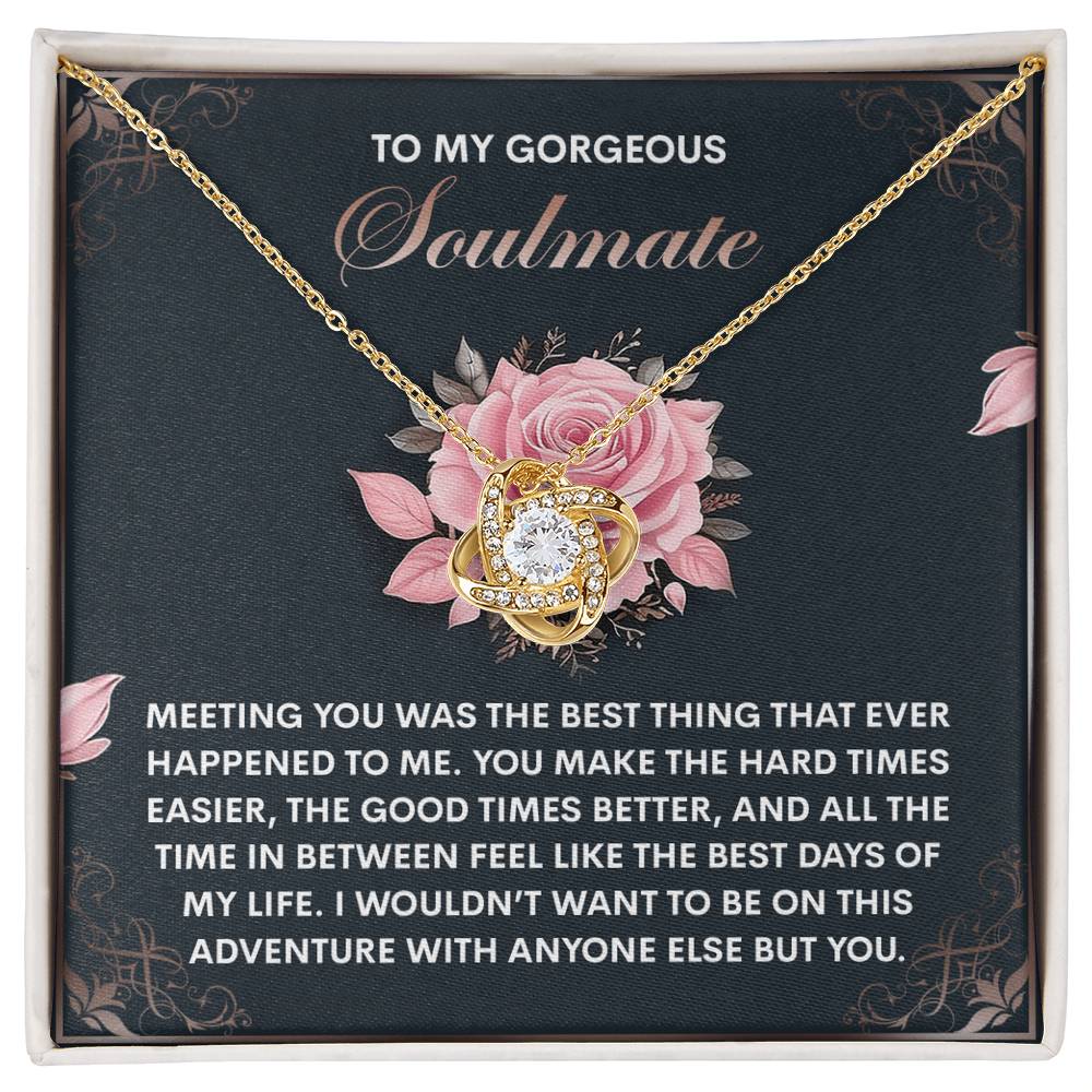 To My Gorgeous Soulmate - Love Knot Necklace – A Romantic Valentine’s Gift to Celebrate Your Beautiful Journey Together - Mallard Moon Gift Shop