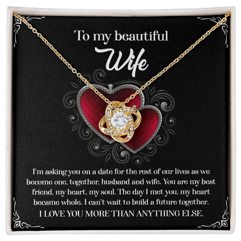To My Beautiful Wife - My Heart Became Whole Love Knot Pendant Necklace - Mallard Moon Gift Shop