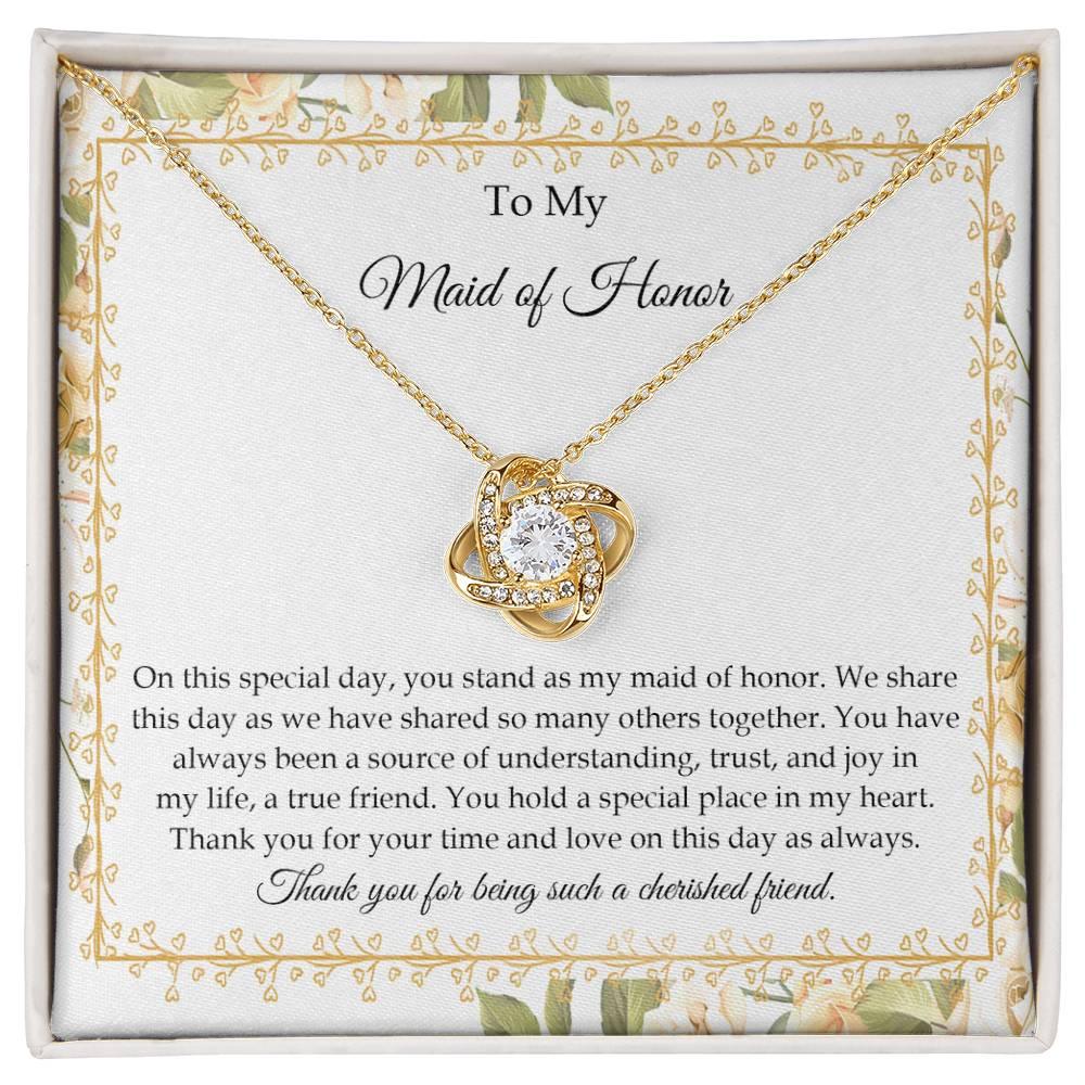 Maid of Honor Wedding Day Gift - Share This Day - Love Knot Pendant Necklace - Mallard Moon Gift Shop
