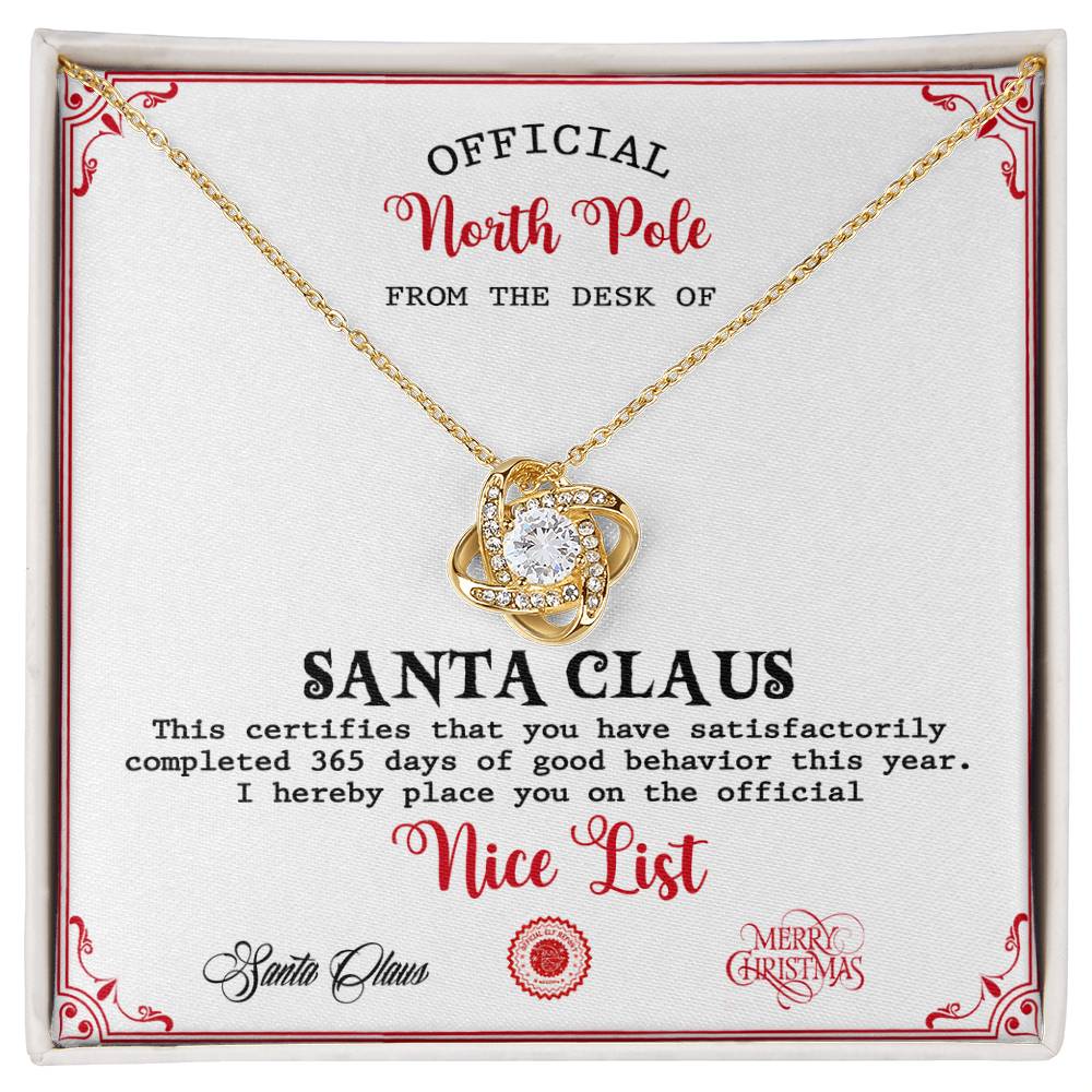 Nice List - Good Behavior - Love Knot Pendant Necklace - Mallard Moon Gift Shop