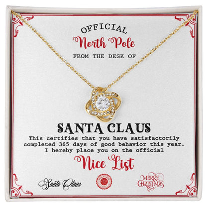 Nice List - Good Behavior - Love Knot Pendant Necklace - Mallard Moon Gift Shop