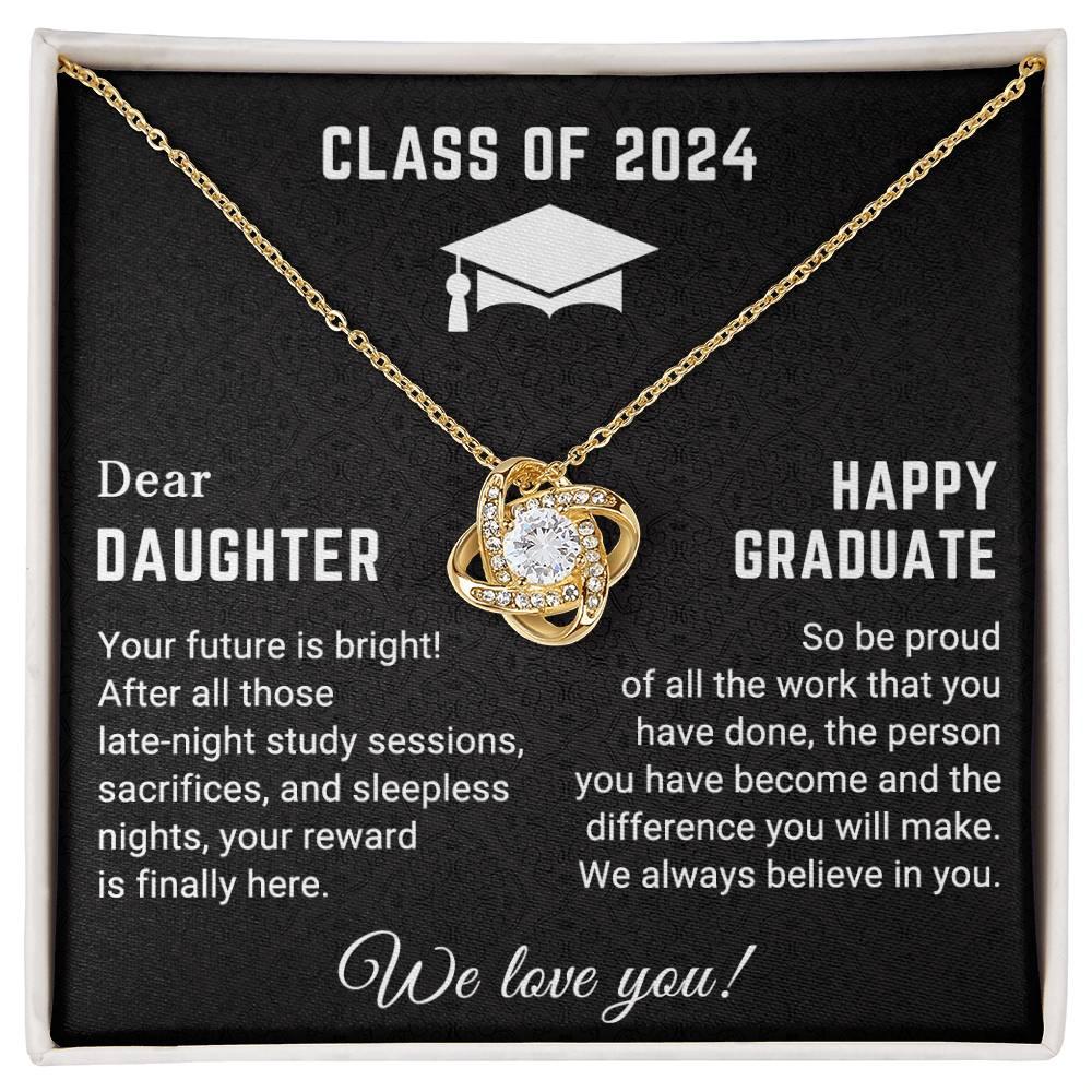 Dear Daughter Your Future is Bright Graduation Class of 2024 Love Knot Pendant Necklace - Mallard Moon Gift Shop