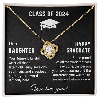 Dear Daughter Your Future is Bright Graduation Class of 2024 Love Knot Pendant Necklace - Mallard Moon Gift Shop
