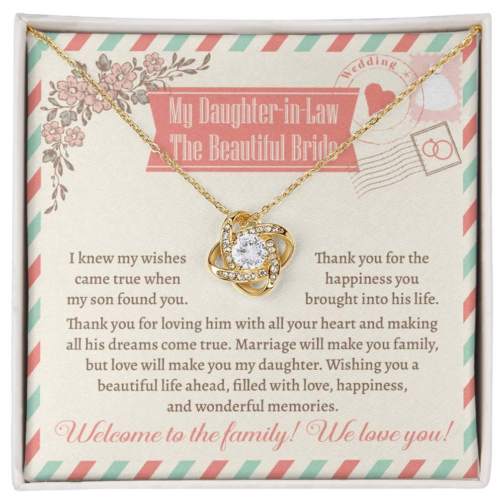 Daughter-In-Law Wedding Day Gift Welcome to the Family Love Knot Pendant Necklace - Mallard Moon Gift Shop