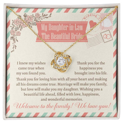 Daughter-In-Law Wedding Day Gift Welcome to the Family Love Knot Pendant Necklace - Mallard Moon Gift Shop